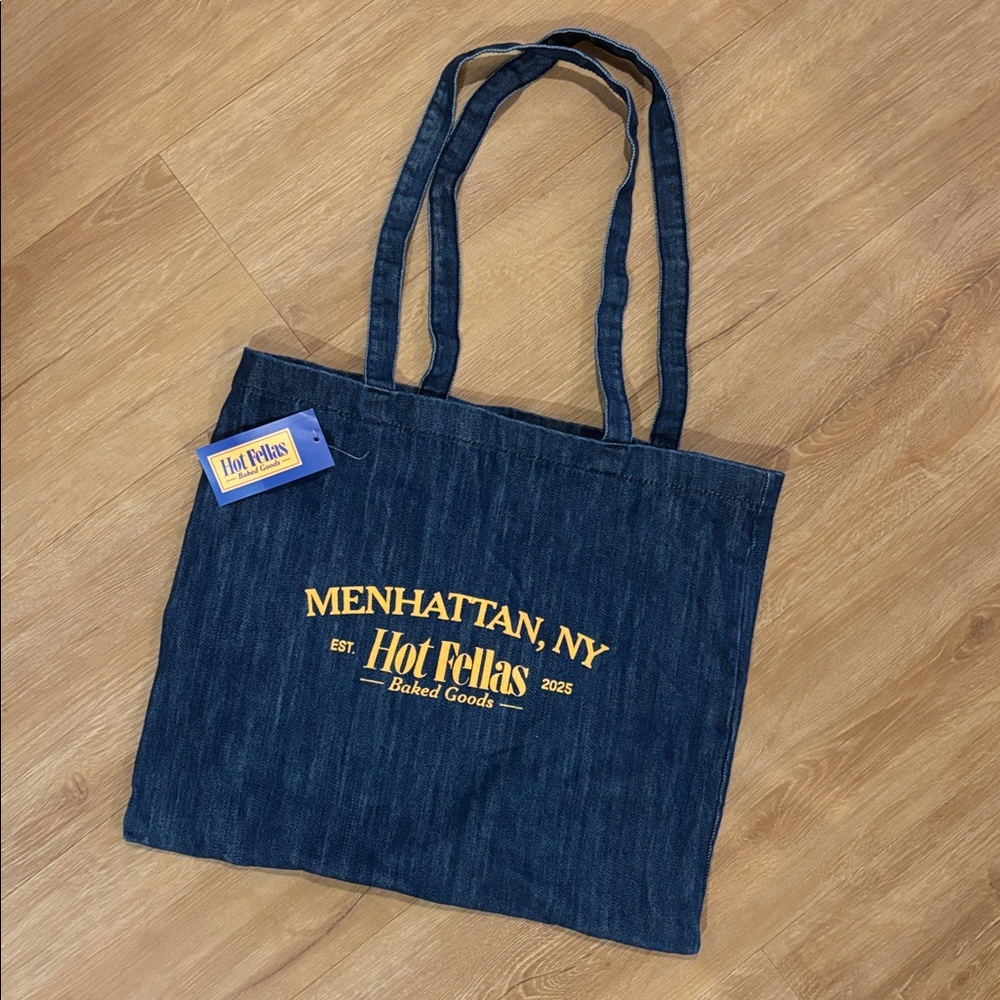 Hot Fellas Bakery exclusive denim tote from “And Just Like That” NWT